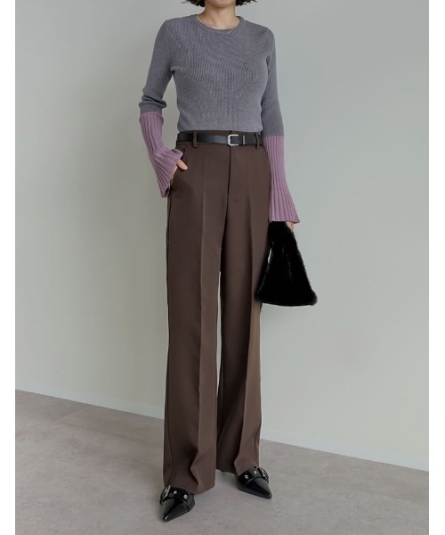 ❤️断捨離SALE❤️ページ カットツイルセンタープレスカラースラックス - パンツ通販