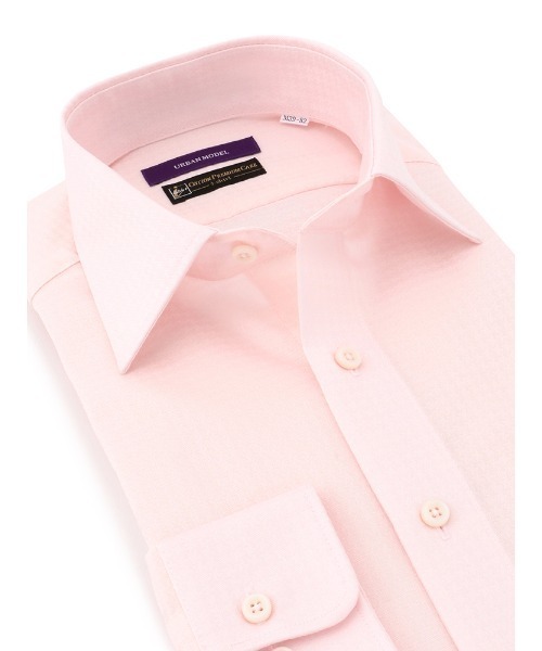 Perfect Suit FActory(パーフェクトスーツファクトリー)の「COTTON PREMIUM CARE【アーバン】長袖ワイシャツ 千鳥柄(ビジネスシャツ・メンズ・ライトピンク/ホワイト・首回り39cm-裄丈80cm/首回り39cm-裄丈82cm/首回り41cm-裄丈82cm/首回り41cm-裄丈84cm/首回り43cm-裄丈86cm/首回り37cm-裄丈80cm/首回り45cm-裄丈86cm)」の7枚目の写真