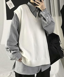 【WB ORIGINALS】Big Silhouette V-neck Drop Shoulder Knit Vest