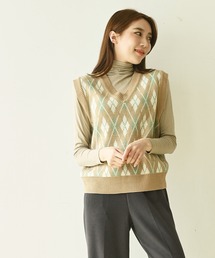 me+em select | アーガイルナチュラルニットベスト(ベスト)
