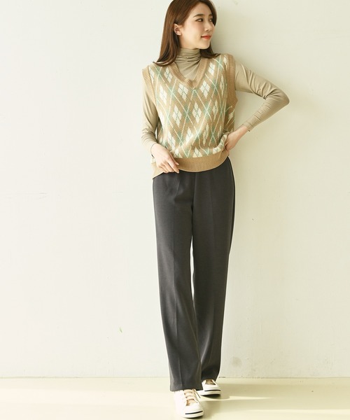 me+em select(ミームセレクト)の「アーガイルナチュラルニットベスト(ベスト・レディース・ベージュ/イエロー/アイボリー/ミント・FREE)」の18枚目の写真