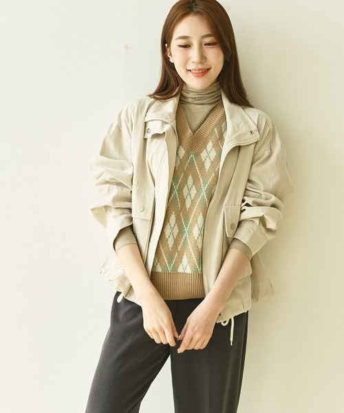 me+em select(ミームセレクト)の「アーガイルナチュラルニットベスト(ベスト・レディース・ベージュ/イエロー/アイボリー/ミント・FREE)」の21枚目の写真