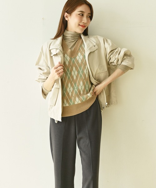 me+em select(ミームセレクト)の「アーガイルナチュラルニットベスト(ベスト・レディース・ベージュ/イエロー/アイボリー/ミント・FREE)」の22枚目の写真