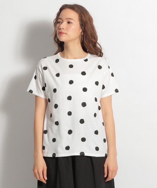 ichi(イチ)の「【ichi(イチ)】ドットTシャツ(Tシャツ/カットソー・レディース・ホワイト/ブラック・FREE)」の12枚目の写真