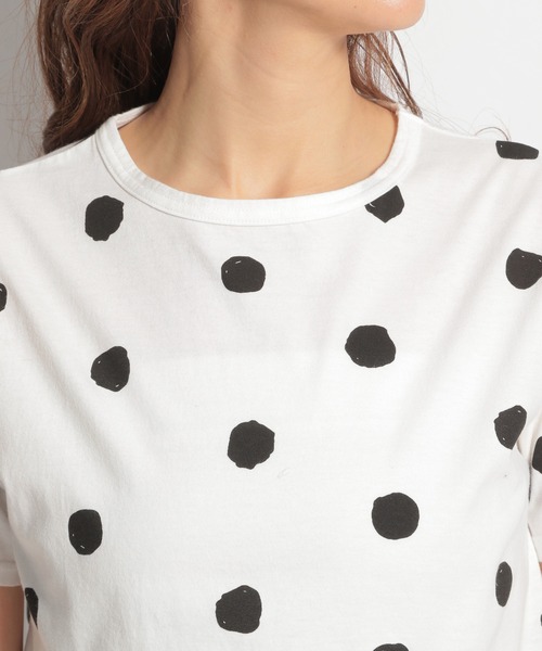 ichi(イチ)の「【ichi(イチ)】ドットTシャツ(Tシャツ/カットソー・レディース・ホワイト/ブラック・FREE)」の3枚目の写真