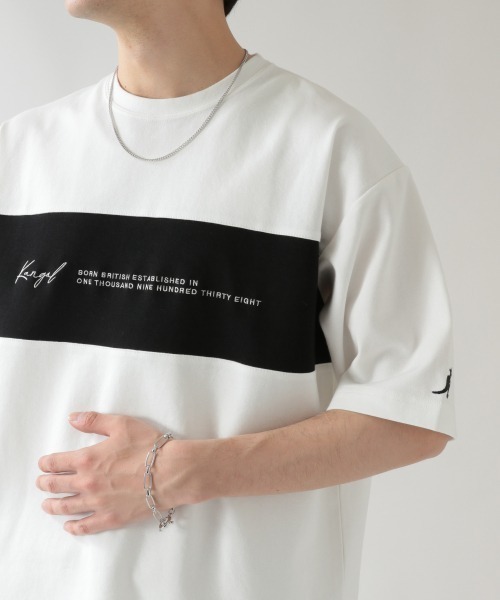 KANGOL（カンゴール）の「＜KANGOL/カンゴール＞別注切り替えダンボールTシャツ/936761（Tシャツ/カットソー・メンズ・ホワイト/ブラック/ベージュ/ライトグリーン・SMALL/MEDIUM/LARGE）」の11枚目の写真