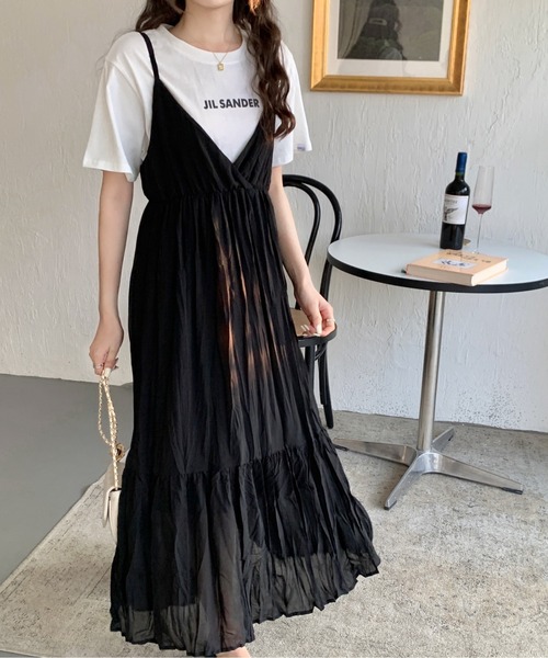 emi+（エミプラス）の「ワッシャーキャミワンピース（ワンピース・レディース・ホワイト/ブラック/ボルドー/ネイビー/グリーン/ベージュ/グレー/カーキ/ブルーグレー/ライトベージュ・FREE）」の12枚目の写真