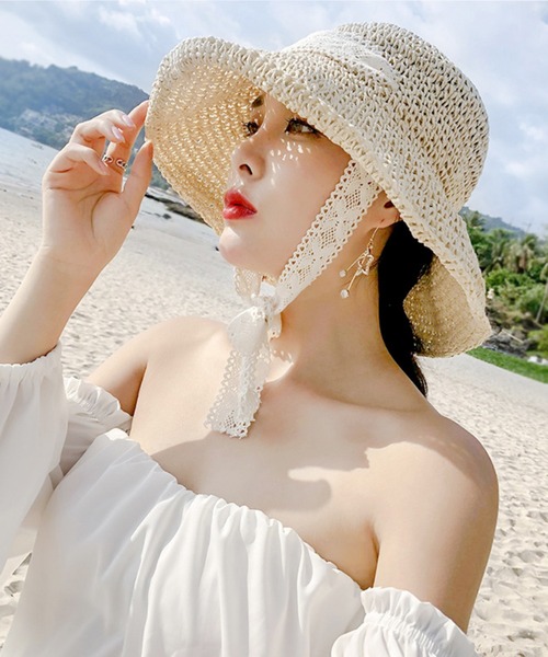 aimoha(アイモハ)の「レースリボンハット(ハット・レディース・ベージュ/オフホワイト・FREE)」の14枚目の写真