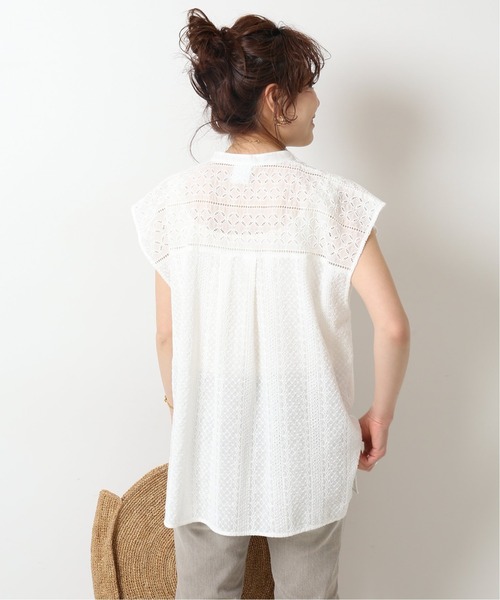 Spick & Span（スピックアンドスパン）の「ブロイダーレースフレンチブラウス◆（シャツ/ブラウス・レディース・ブラウン/ホワイト・FREE）」の4枚目の写真