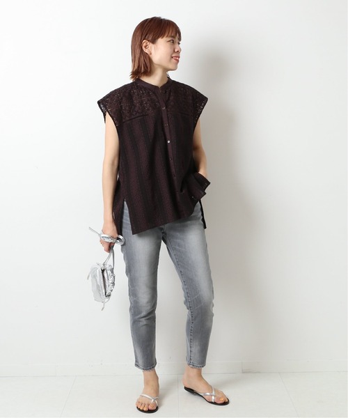 Spick & Span（スピックアンドスパン）の「ブロイダーレースフレンチブラウス◆（シャツ/ブラウス・レディース・ブラウン/ホワイト・FREE）」の9枚目の写真