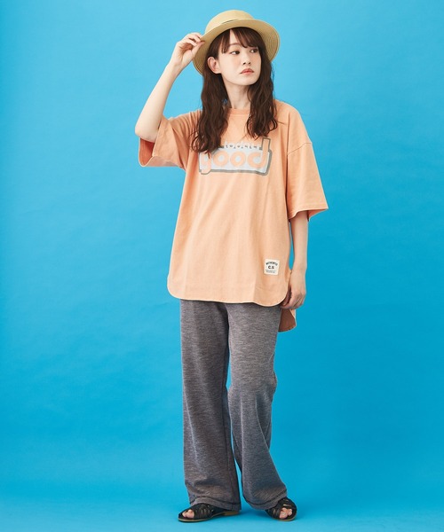 CUBE SUGAR（キューブシュガー）の「OE天竺 ピグメント染 ラウンドTシャツ（Tシャツ/カットソー・レディース・グレー/ベージュ/オレンジ/サックスブルー・M）」の13枚目の写真