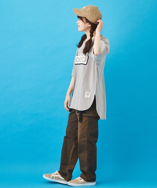 CUBE SUGAR（キューブシュガー）の「OE天竺 ピグメント染 ラウンドTシャツ（Tシャツ/カットソー・レディース・グレー/ベージュ/オレンジ/サックスブルー・M）」の17枚目の写真