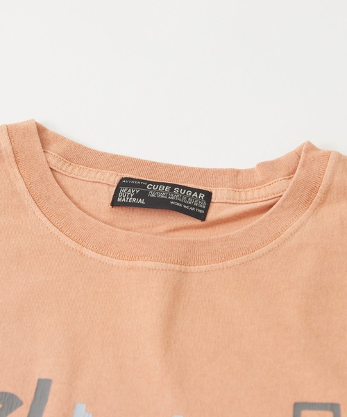 CUBE SUGAR（キューブシュガー）の「OE天竺 ピグメント染 ラウンドTシャツ（Tシャツ/カットソー・レディース・グレー/ベージュ/オレンジ/サックスブルー・M）」の20枚目の写真