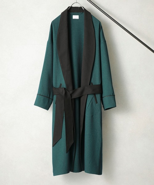 NUMBER (N)INE（ナンバーナイン）の「STUDIOUS別注 パイピング マキシロングガウンコート（チェスターコート・メンズ・ブラック/ダークグリーン/パープル・1/2/3）」の3枚目の写真