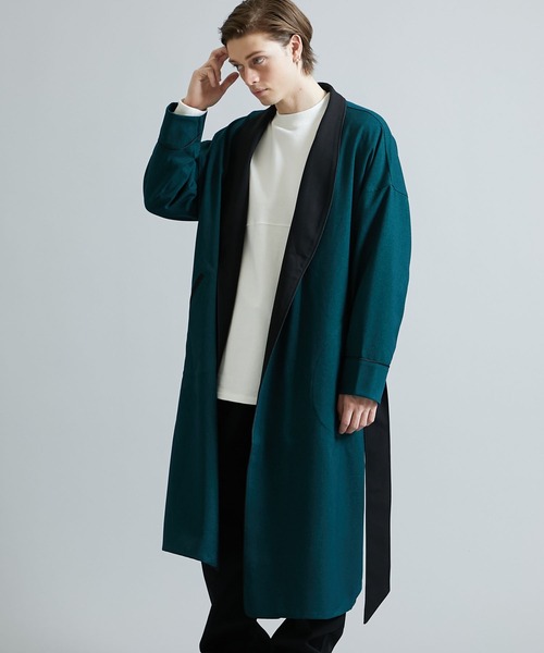 NUMBER (N)INE（ナンバーナイン）の「STUDIOUS別注 パイピング マキシロングガウンコート（チェスターコート・メンズ・ブラック/ダークグリーン/パープル・1/2/3）」の6枚目の写真