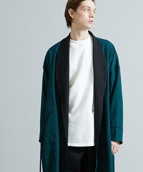 NUMBER (N)INE（ナンバーナイン）の「STUDIOUS別注 パイピング マキシロングガウンコート（チェスターコート・メンズ・ブラック/ダークグリーン/パープル・1/2/3）」の5枚目の写真