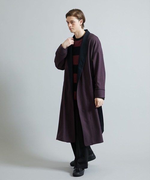 NUMBER (N)INE（ナンバーナイン）の「STUDIOUS別注 パイピング マキシロングガウンコート（チェスターコート・メンズ・ブラック/ダークグリーン/パープル・1/2/3）」の10枚目の写真