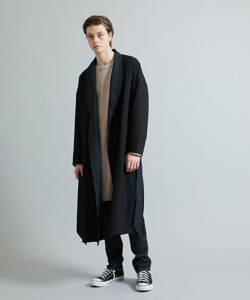 NUMBER (N)INE（ナンバーナイン）の「STUDIOUS別注 パイピング マキシロングガウンコート（チェスターコート・メンズ・ブラック/ダークグリーン/パープル・1/2/3）」の9枚目の写真