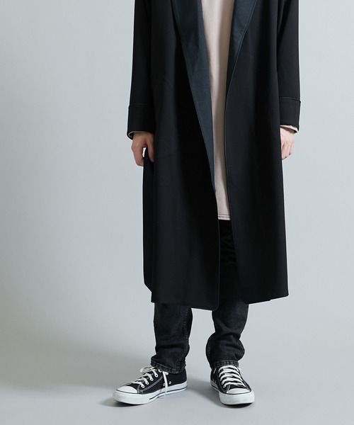 NUMBER (N)INE（ナンバーナイン）の「STUDIOUS別注 パイピング マキシロングガウンコート（チェスターコート・メンズ・ブラック/ダークグリーン/パープル・1/2/3）」の8枚目の写真