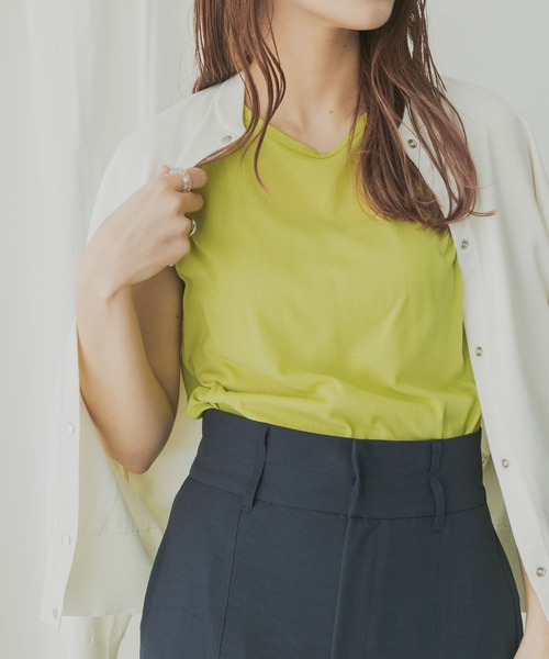 KBF+(ケービーエフプラス)の「KBF+ シアーノースリーブ(Tシャツ/カットソー・レディース・ブラック/グレー系その他/グリーン系その他・ONE)」の3枚目の写真