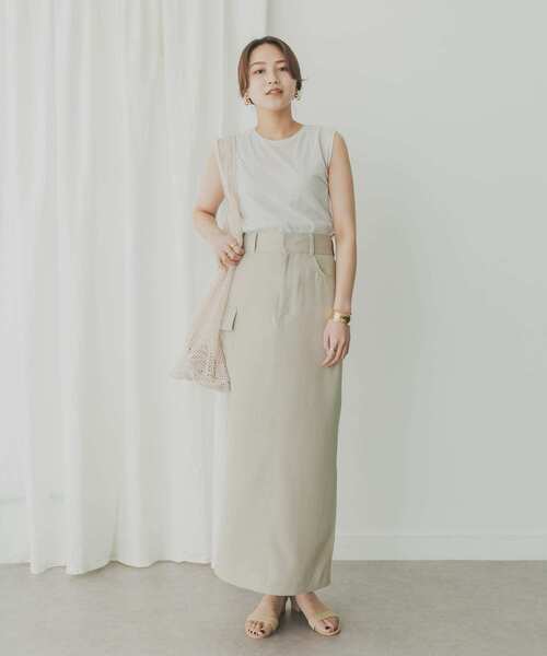 KBF+(ケービーエフプラス)の「KBF+ シアーノースリーブ(Tシャツ/カットソー・レディース・ブラック/グレー系その他/グリーン系その他・ONE)」の5枚目の写真