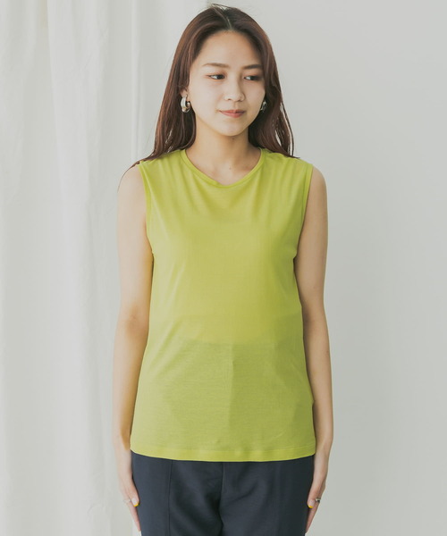 KBF+(ケービーエフプラス)の「KBF+ シアーノースリーブ(Tシャツ/カットソー・レディース・ブラック/グレー系その他/グリーン系その他・ONE)」の8枚目の写真