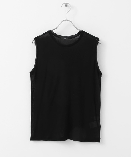 KBF+(ケービーエフプラス)の「KBF+ シアーノースリーブ(Tシャツ/カットソー・レディース・ブラック/グレー系その他/グリーン系その他・ONE)」の12枚目の写真