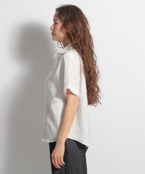 DANTON(ダントン)の「【DANTON(ダントン)】リネン半袖丸襟プルオーバーシャツ(シャツ/ブラウス・レディース・ホワイト・MEDIUM)」の3枚目の写真