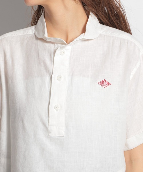 DANTON(ダントン)の「【DANTON(ダントン)】リネン半袖丸襟プルオーバーシャツ(シャツ/ブラウス・レディース・ホワイト・MEDIUM)」の2枚目の写真