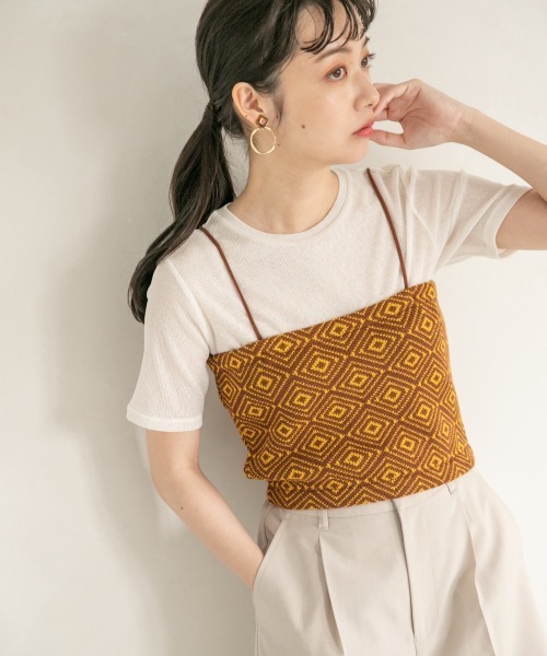 LOWRYS FARM（ローリーズファーム）の「キカガラベアトップ　942415（キャミソール・レディース・ブラック/イエロー/グリーン・FREE）」の3枚目の写真