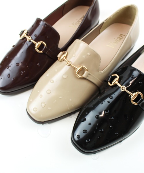 VIVIAN（ヴィヴィアン）の「スクエアトゥビット付きレインローファーシューズ（レインシューズ・レディース・ベージュ/ブラック/ダークブラウン・M/LL/S/XL/L）」の5枚目の写真