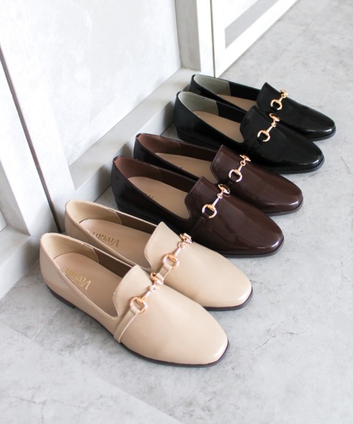 VIVIAN（ヴィヴィアン）の「スクエアトゥビット付きレインローファーシューズ（レインシューズ・レディース・ベージュ/ブラック/ダークブラウン・M/LL/S/XL/L）」の6枚目の写真