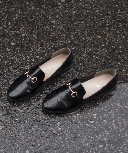 VIVIAN（ヴィヴィアン）の「スクエアトゥビット付きレインローファーシューズ（レインシューズ・レディース・ベージュ/ブラック/ダークブラウン・M/LL/S/XL/L）」の22枚目の写真