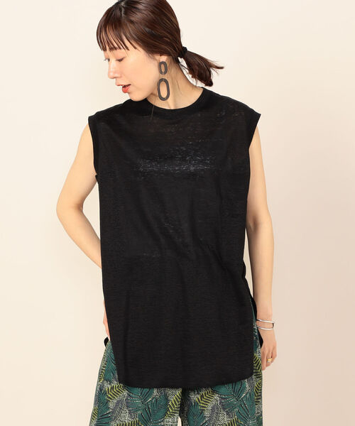 NOLLEY’S(ノーリーズ)の「リネン100ノースリーブプルオーバーカットソー(Tシャツ/カットソー・レディース・ブラック/ベージュ・FREE)」の5枚目の写真