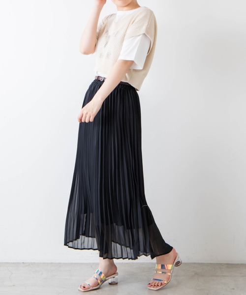 WEGO(ウィゴー)の「WEGO/【ZOZOTOWN&一部店限定】ベルト付きプリーツロングスカート(スカート・レディース・ブラック/アニマル/その他1/マルチ・FREE)」の5枚目の写真