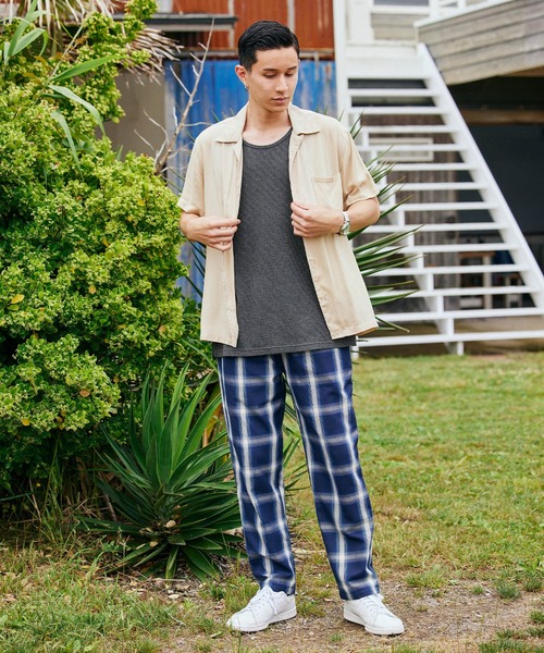 BARK MANHATTAN（バークマンハッタン）の「サーマルオーバーロングワッフルタンクトップ（タンクトップ・メンズ・パープル系その他/チャコール/グリーン系その他/ブルー系その他/ヘザーグレー/アイボリー/カーキ/ネイビー/ベージュ/ブラック・S/M/L）」の17枚目の写真