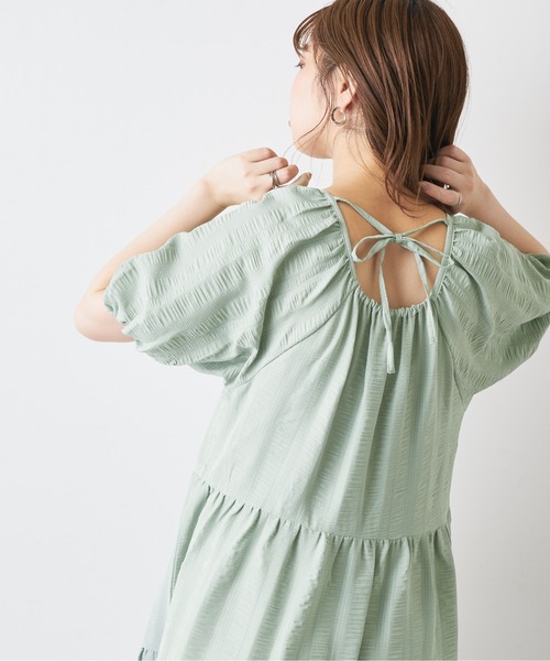 natural couture（ナチュラルクチュール）の「シャーリングティアードリラックスワンピース（ワンピース・レディース・ブラック/ベージュ/アイボリー/ミント/レッド系その他・FREE）」の18枚目の写真