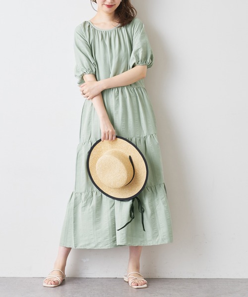 natural couture（ナチュラルクチュール）の「シャーリングティアードリラックスワンピース（ワンピース・レディース・ブラック/ベージュ/アイボリー/ミント/レッド系その他・FREE）」の21枚目の写真