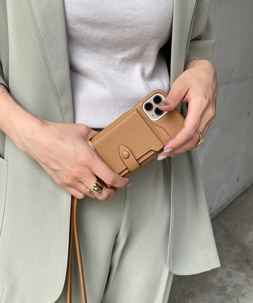 tov（トーヴ）の「【iphoneX/Xs/11pro対応】ミラーカード付スマホケース（スマホケース/カバー・レディース・ブラック/パープル/アイボリー/グレイッシュベージュ/キャメル/ベージュ/オレンジ/モカ・ONESIZE/FREE）」の8枚目の写真