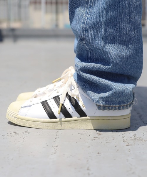 adidas スーパースター ホワイト/ブルー 27cm ヴィンテージ加工 【公式
