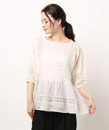 earth music&ecology | 儚げレースブラウス(パフスリーブ) ＊(シャツ/ブラウス)