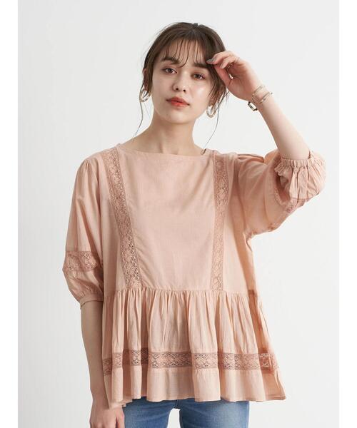earth music&ecology（アースミュージックアンドエコロジー）の「儚げレースブラウス(パフスリーブ) ＊（シャツ/ブラウス・レディース・ピンクベージュ/アイボリー/サックスブルー・FREE）」の22枚目の写真