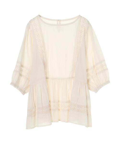 earth music&ecology（アースミュージックアンドエコロジー）の「儚げレースブラウス(パフスリーブ) ＊（シャツ/ブラウス・レディース・ピンクベージュ/アイボリー/サックスブルー・FREE）」の8枚目の写真