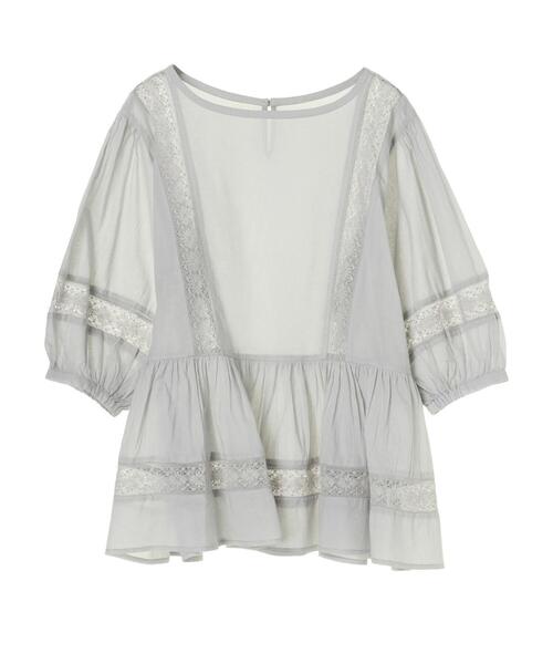 earth music&ecology（アースミュージックアンドエコロジー）の「儚げレースブラウス(パフスリーブ) ＊（シャツ/ブラウス・レディース・ピンクベージュ/アイボリー/サックスブルー・FREE）」の7枚目の写真