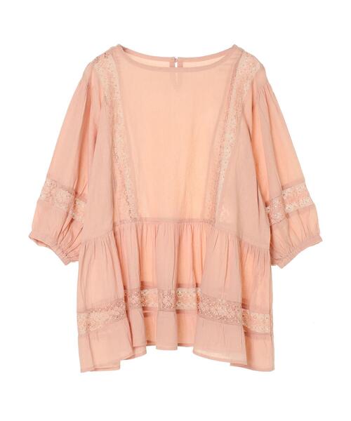 earth music&ecology（アースミュージックアンドエコロジー）の「儚げレースブラウス(パフスリーブ) ＊（シャツ/ブラウス・レディース・ピンクベージュ/アイボリー/サックスブルー・FREE）」の6枚目の写真