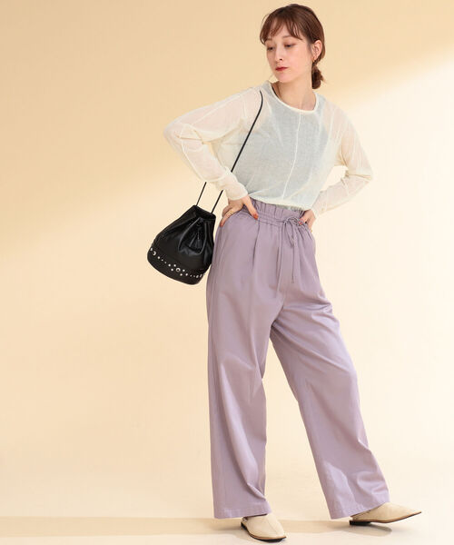 Ray BEAMS（レイビームス）の「Ray BEAMS / アウトシーム シアー クルーネック トップス（ニット/セーター・レディース・ダークブラウン/オフホワイト・ONE SIZE）」の18枚目の写真