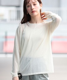 Ray BEAMS | Ray BEAMS / アウトシーム シアー クルーネック トップス(ニット/セーター)