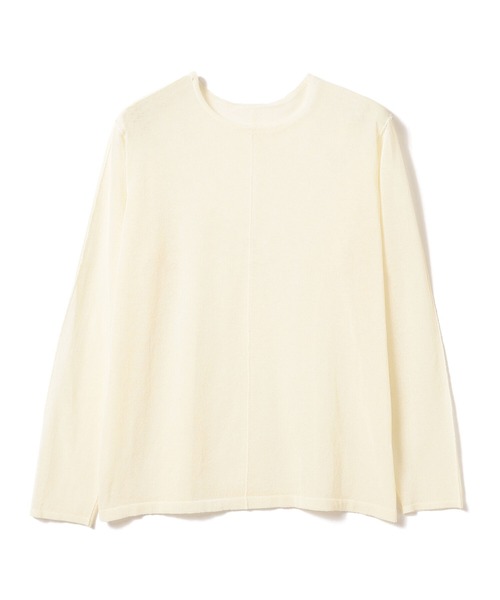 Ray BEAMS（レイビームス）の「Ray BEAMS / アウトシーム シアー クルーネック トップス（ニット/セーター・レディース・ダークブラウン/オフホワイト・ONE SIZE）」の8枚目の写真