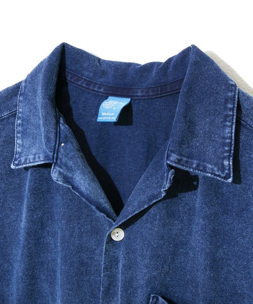 Good On（グッドオン）の「Good On/グッドオン　S/S OPEN TEE SHIRTS INDIGO SHAVE（シャツ/ブラウス・メンズ・ブルー系その他・MEDIUM/LARGE/X-LARGE）」の2枚目の写真
