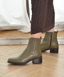 ALPHA CUBIC（アルファーキュビック）の「リアルレザー スクエアトゥ サイドゴアショートブーツ（ブーツ）」